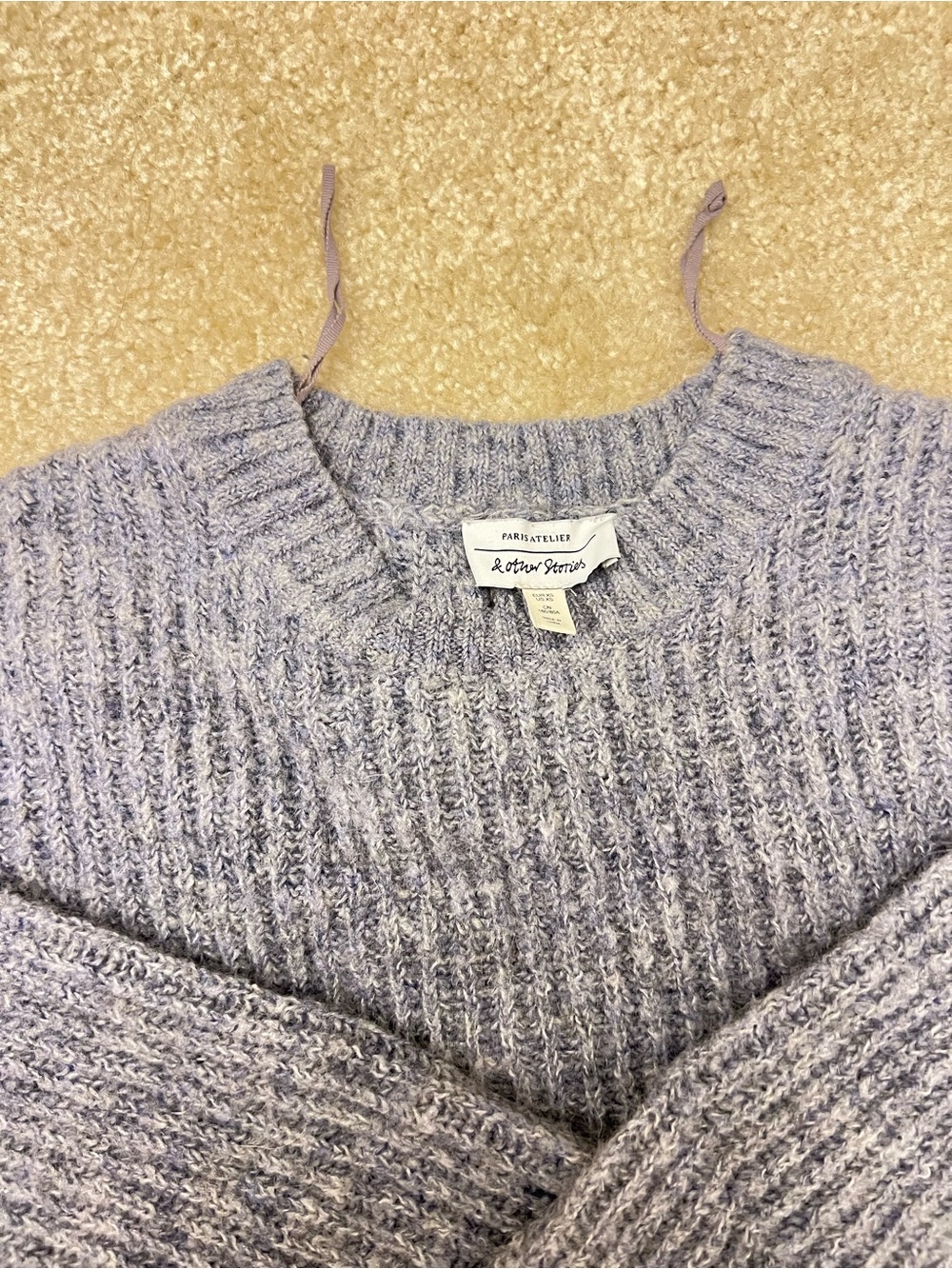 & Other Stories Lilac Ribbed Crewneck Sweater